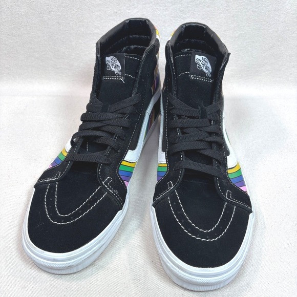 Vans Sk8-Hi Rainbow Prism Black Suede High Top Sneakers Mens 11.5 Womens 13 - Picture 3 of 10